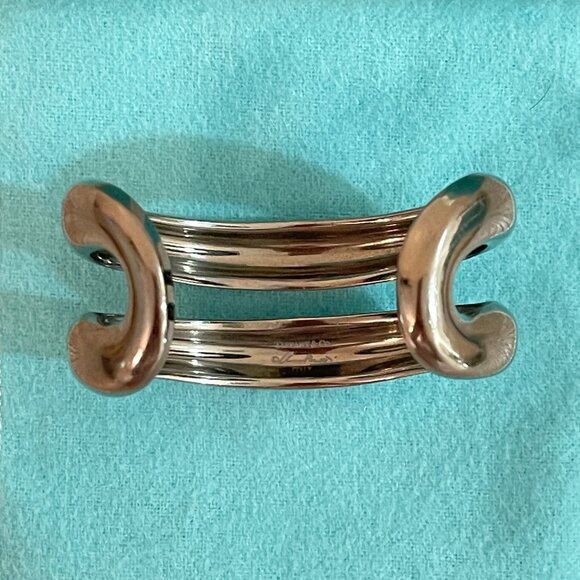 Tiffany & Co. Elsa Peretti Cuff Bracelet Open Center Ruthenium Charcoal Gray - Picture 10 of 11